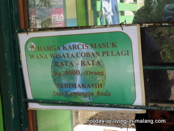 Entrée price to Coban Pelangi in Malang