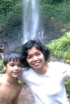 Anugerah & Kindeng at coban Ondo waterfall