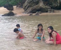 Pelangi and friends enjoying the Balekambang beach