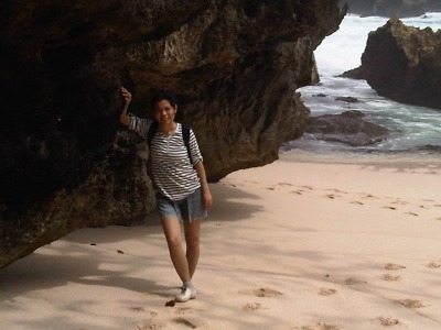 At beautiful rock in Kembar II beach” title=