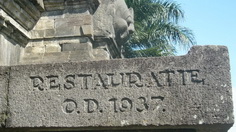 Engraved renovated year on the wall of Candi Singosari