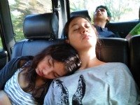 sleeping children in the car